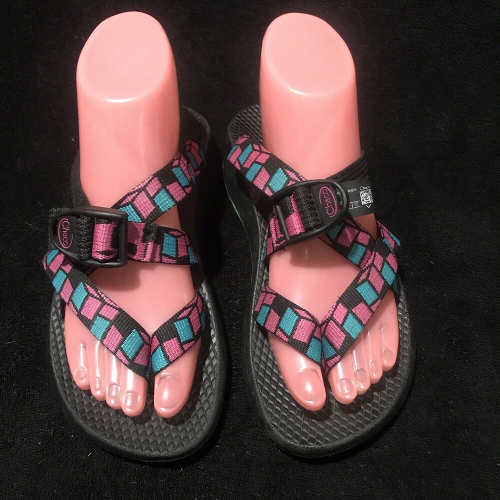 Chaco Tegu J107292 Sport Sandals Size 6M PINK TEAL BLACK BACKLESS ADJUSTABLE